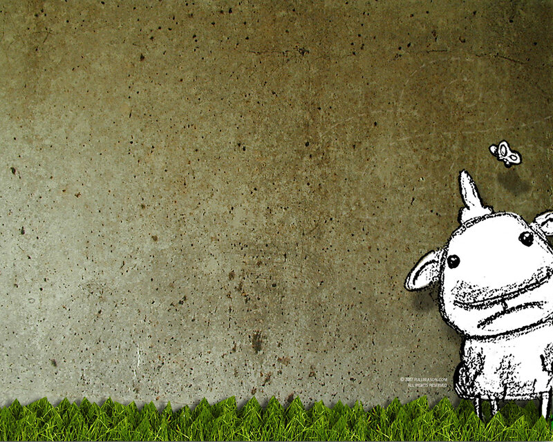 cartoon sheep on concrete