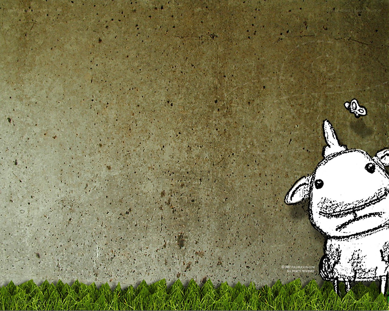 cartoon sheep on concrete