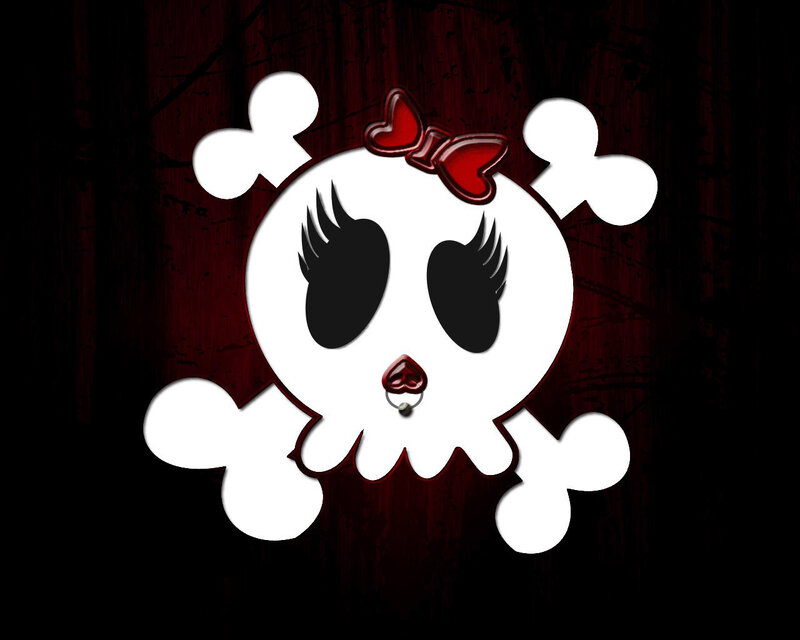 Cartoon Skull with Bow