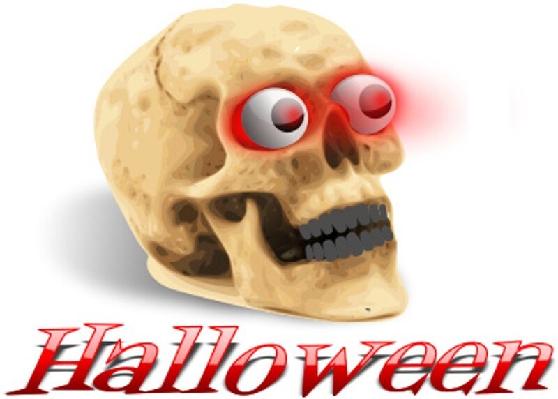 Cartoon Skull with Glowing Eyes