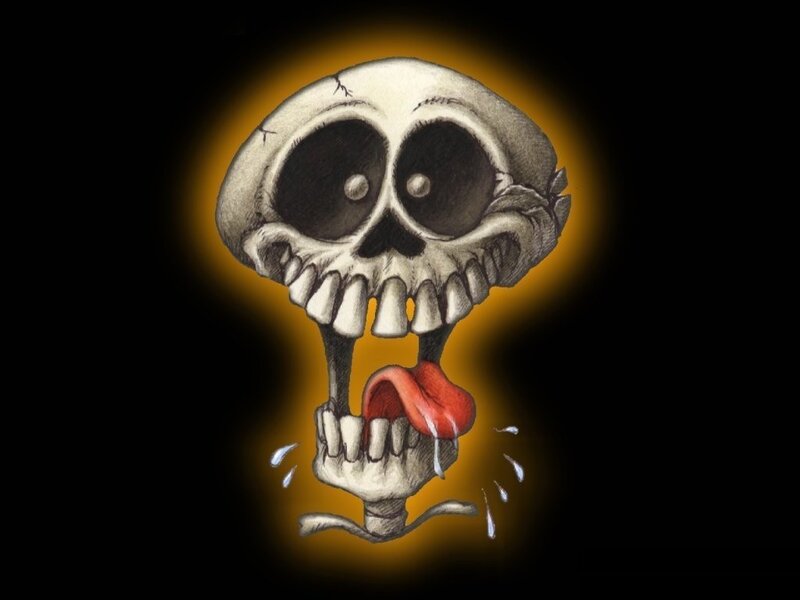 cartoon skull with tongue out