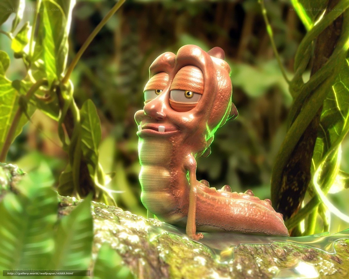 cartoon slug in jungle