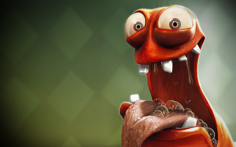 cartoon slug with wide eyes