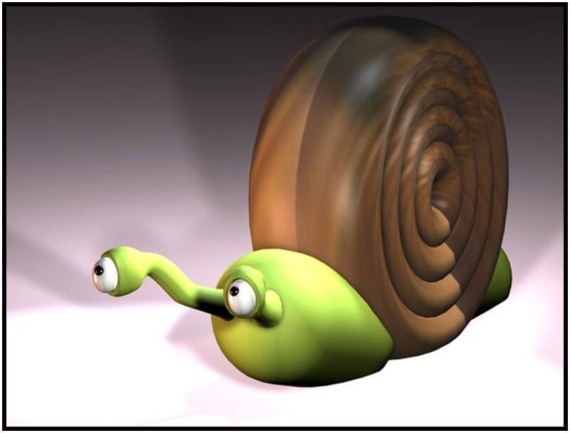 cartoon snail with green body