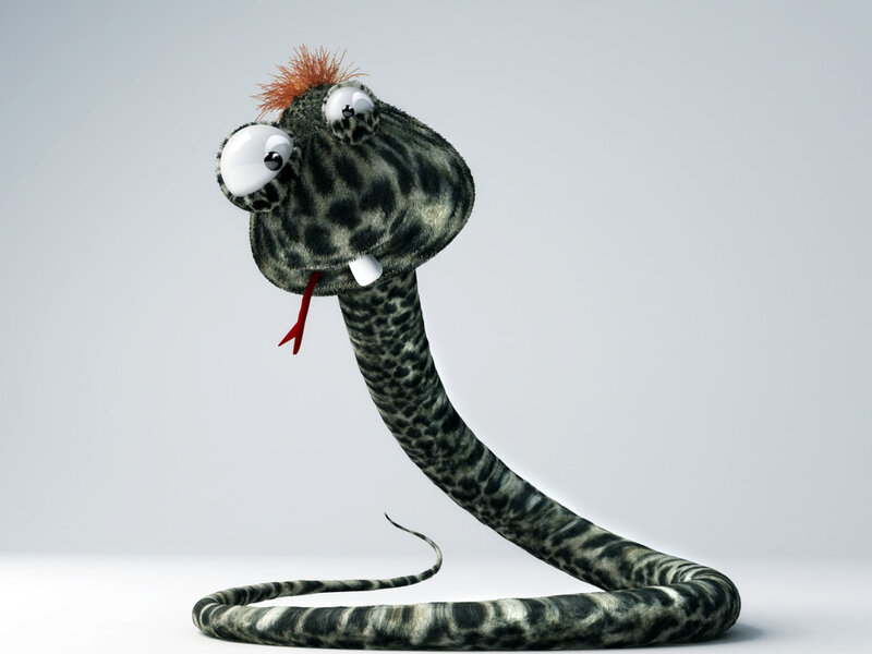 Cartoon Snake with Mohawk