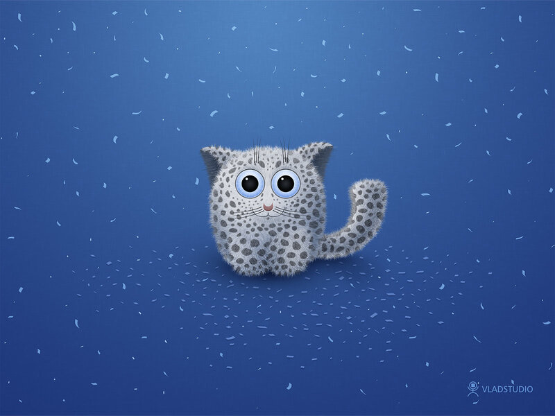 cartoon snow leopard cub