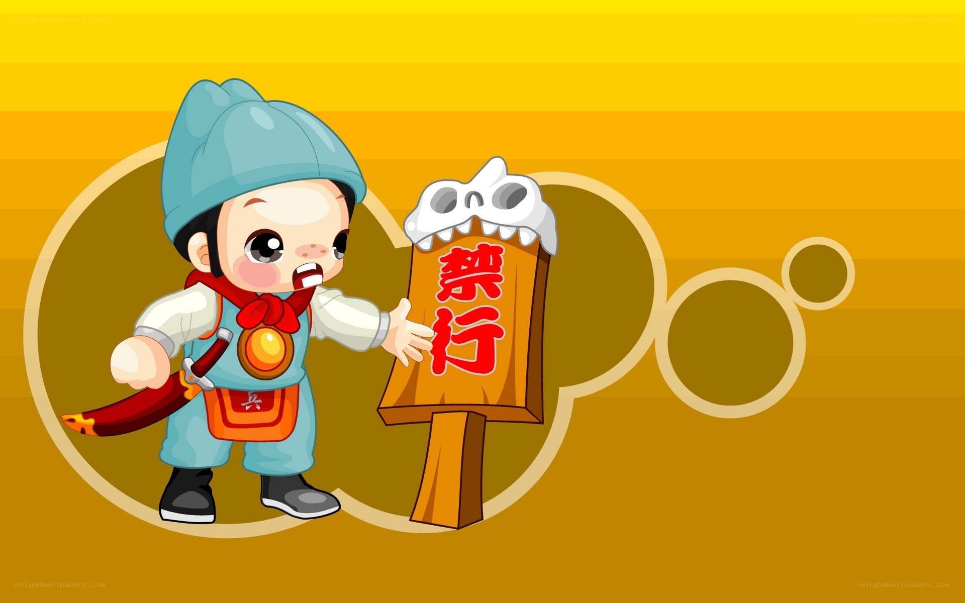 cartoon soldier with sign