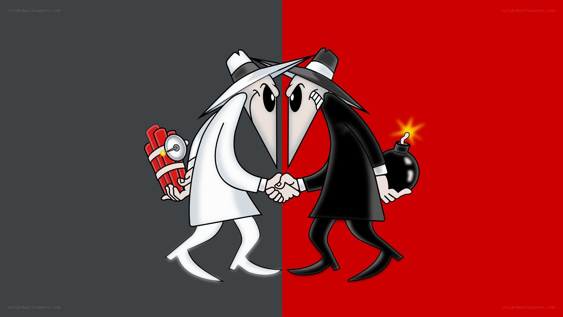Cartoon spies shaking hands