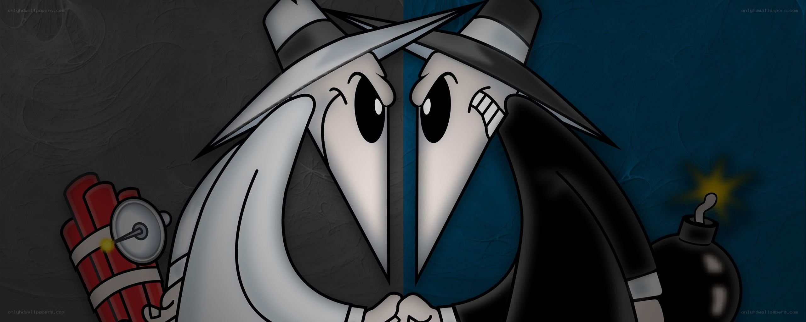 Cartoon spy duo with bombs