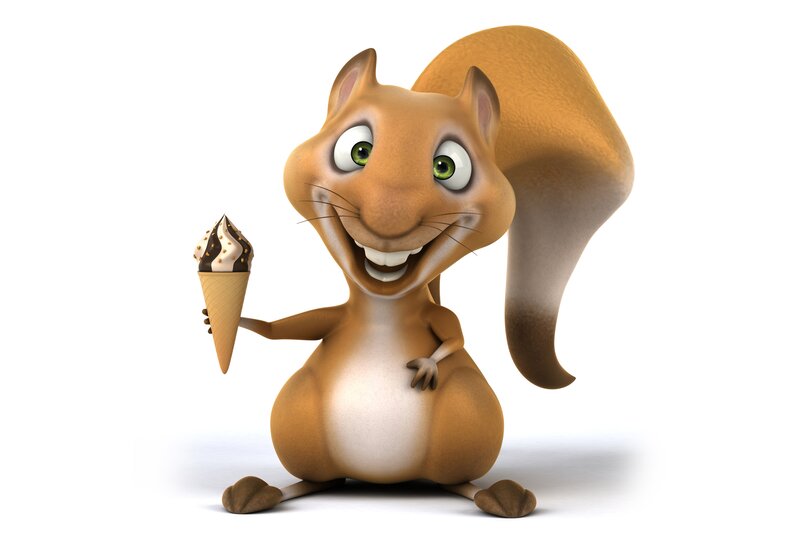 Cartoon Squirrel Holding Ice Cream