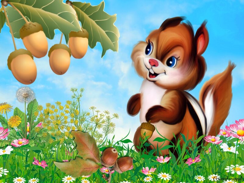 Cartoon Squirrel in Field