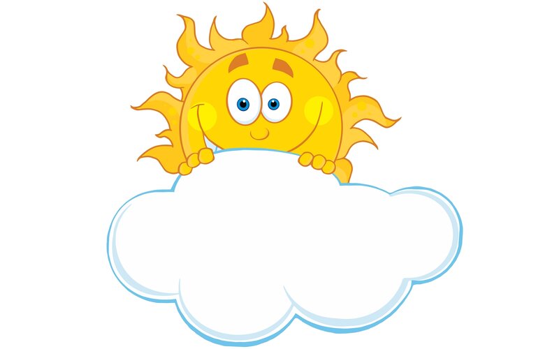 Cartoon Sun Behind Cloud