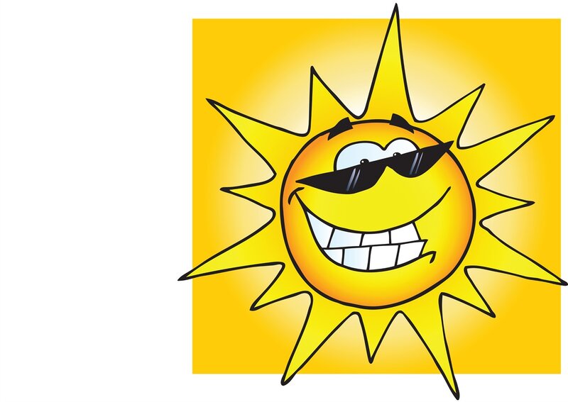 Cartoon Sun Character — Yellow, Happy