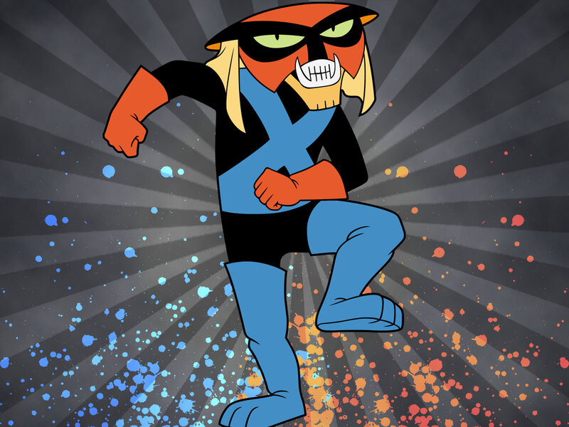 Cartoon Superhero Character — Blue, Dramatic