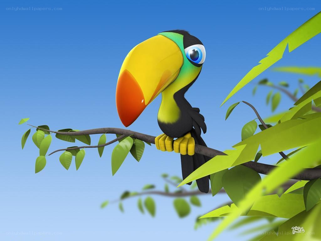 cartoon toucan on a branch