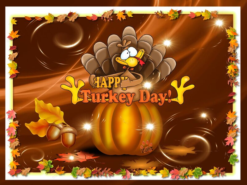 Cartoon Turkey on Pumpkin