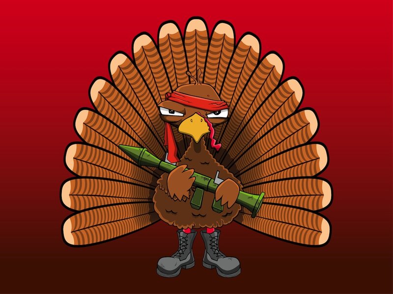 Cartoon Turkey with Weapon