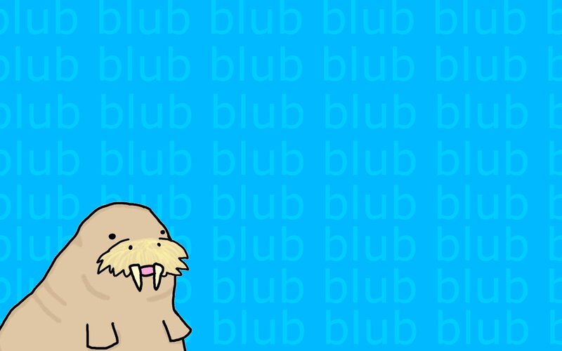 cartoon walrus on blue background