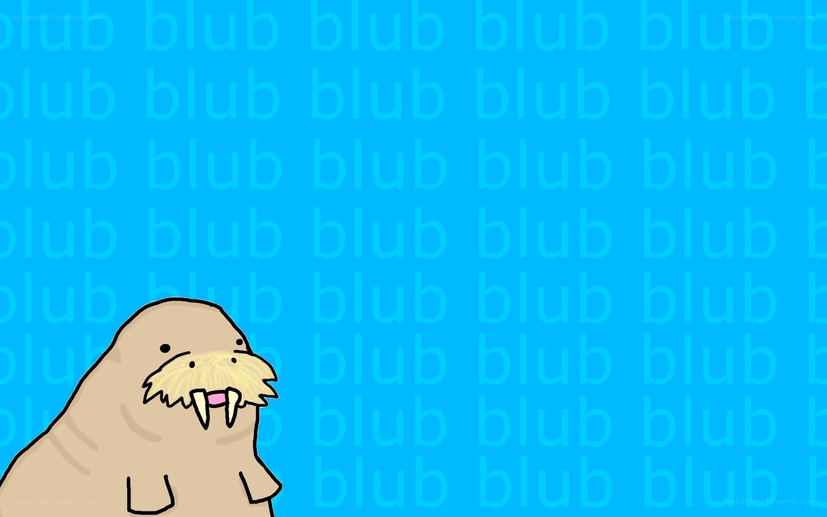 cartoon walrus on blue background