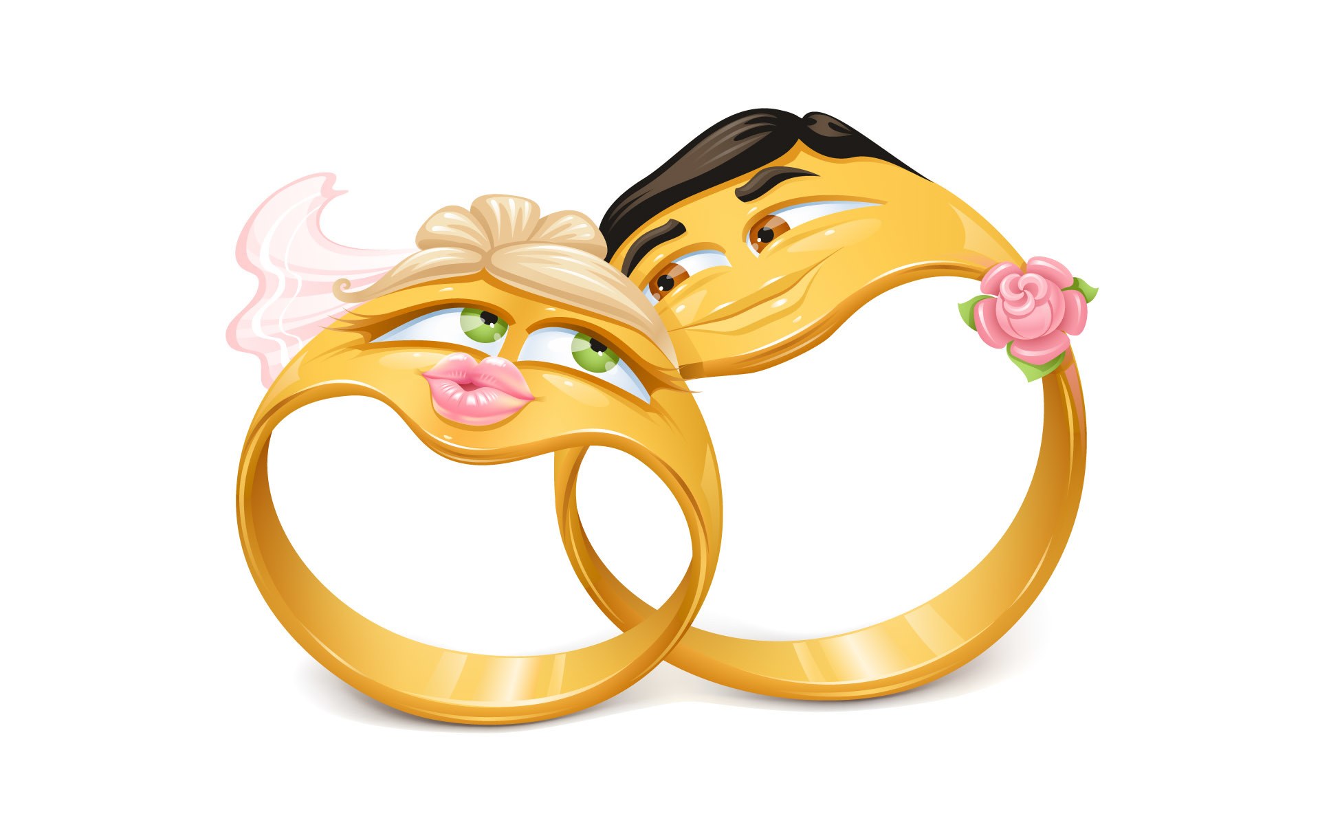 cartoon wedding rings couple