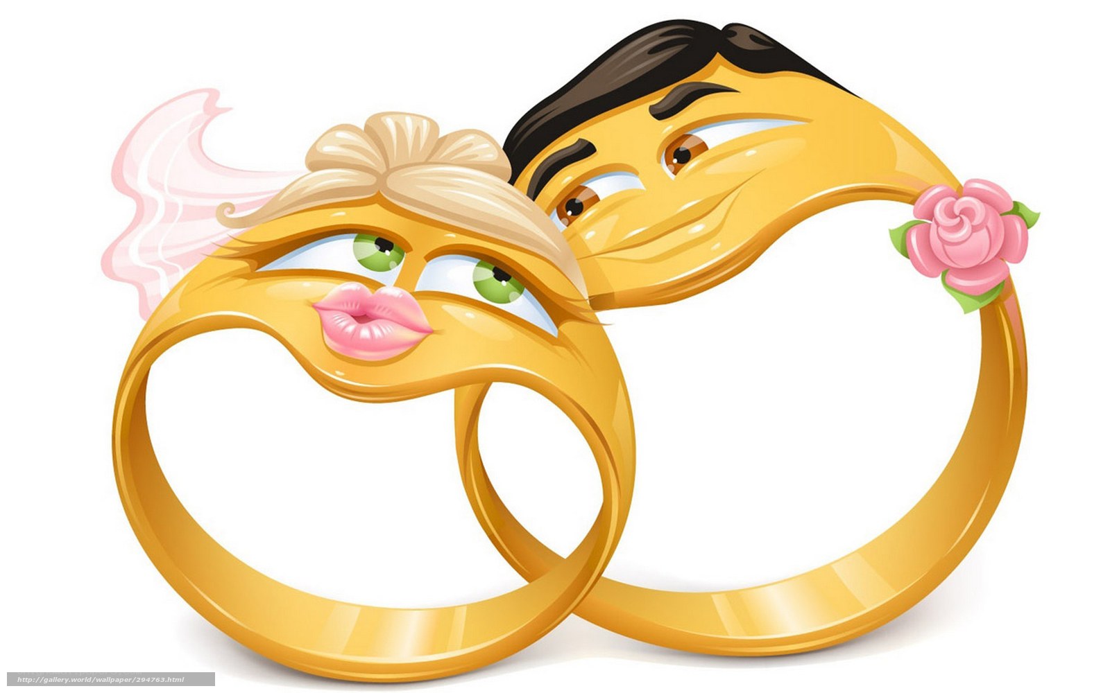 Cartoon wedding rings couple