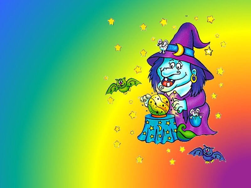 Cartoon Witch with Crystal Ball