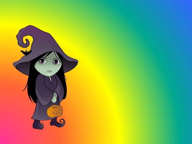 cartoon witch with pumpkin