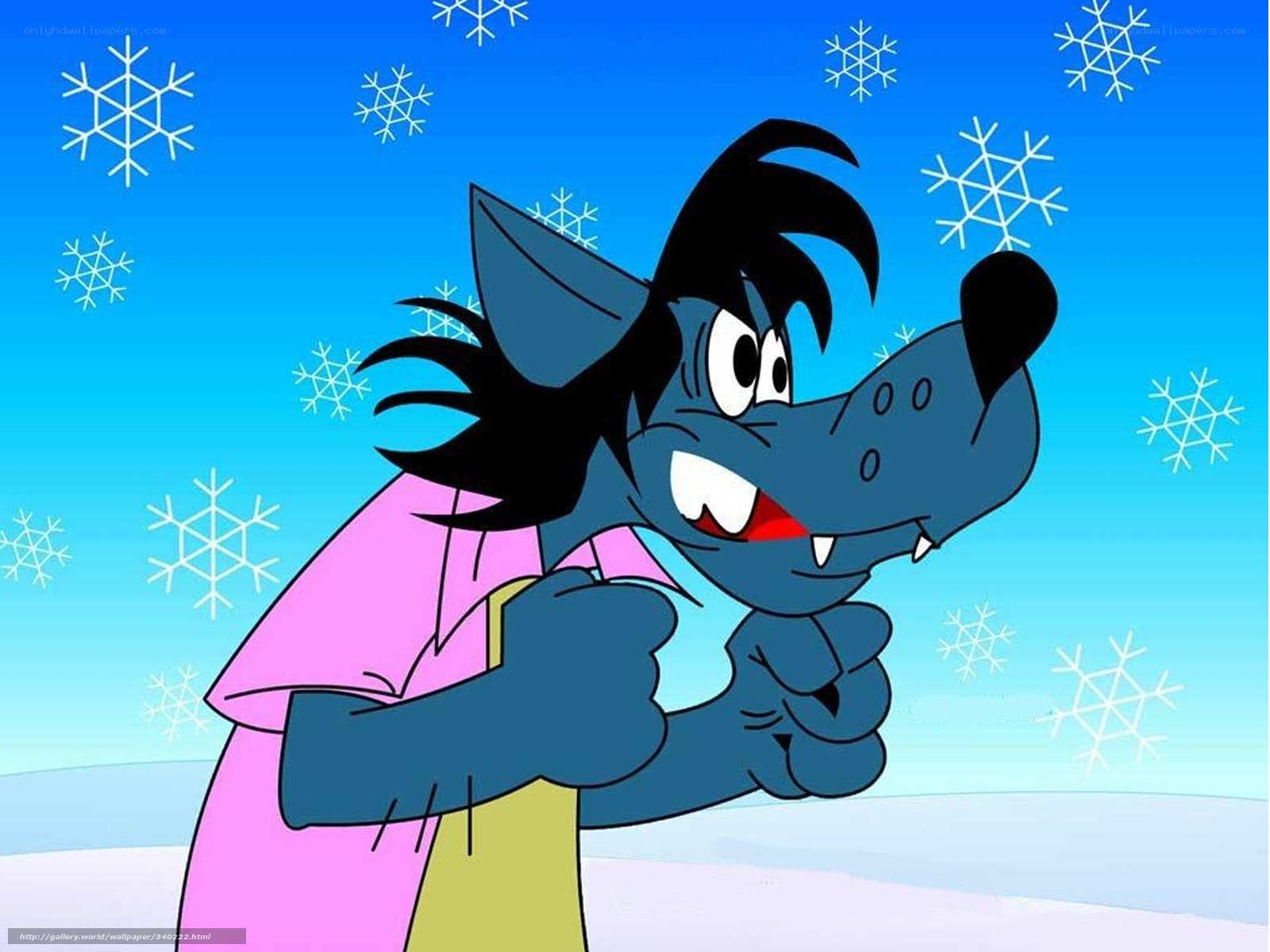 cartoon wolf in winter