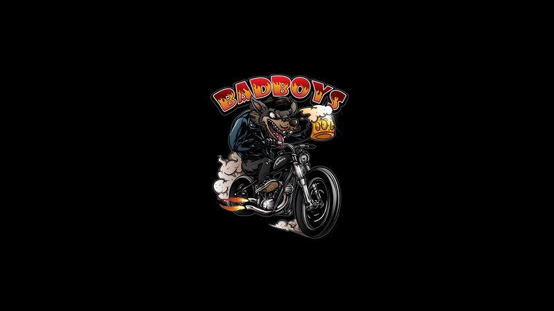 Cartoon Wolf on Motorcycle