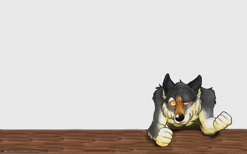 cartoon wolf peeking over table
