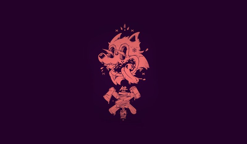 cartoon wolf with axes