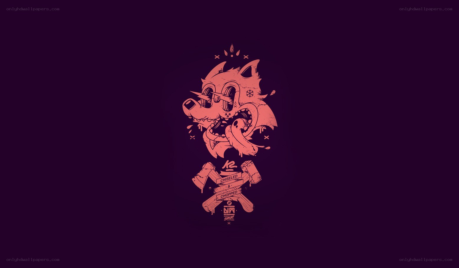 cartoon wolf with axes