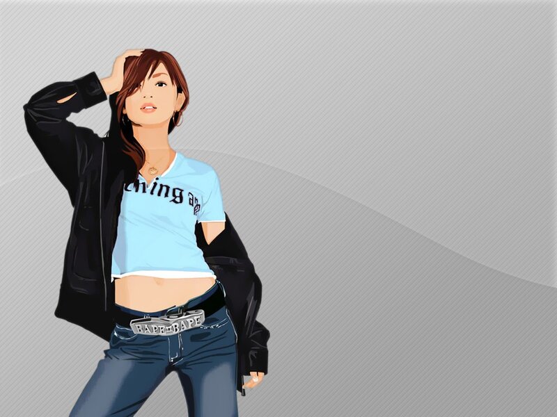 cartoon woman in casual clothes