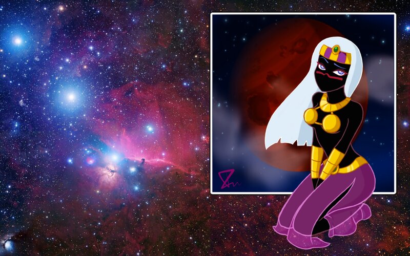 Cartoon Woman in Space