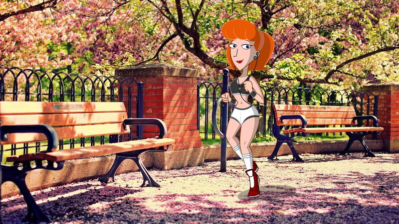 Cartoon Woman Jogging