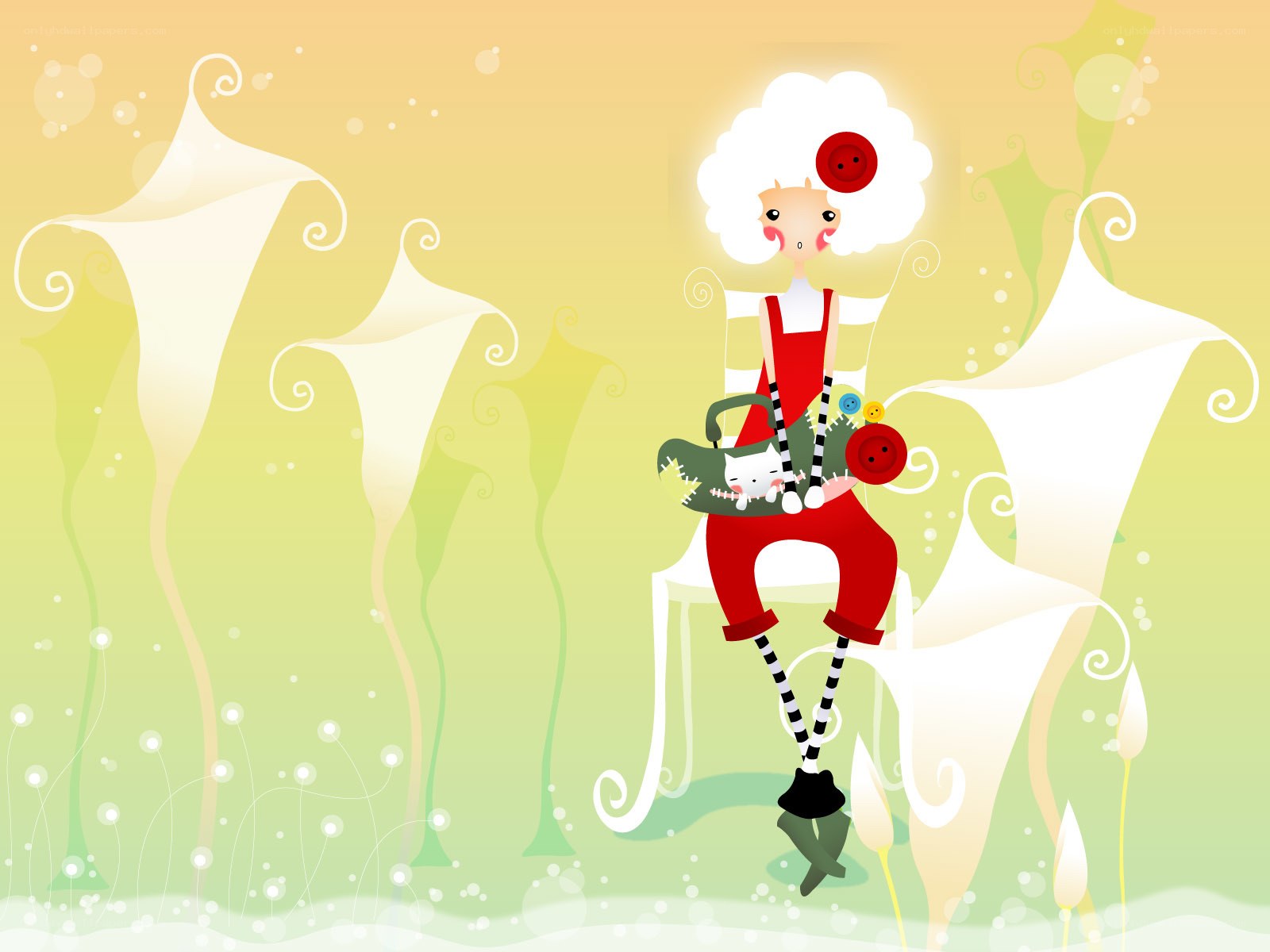 cartoon woman with cat