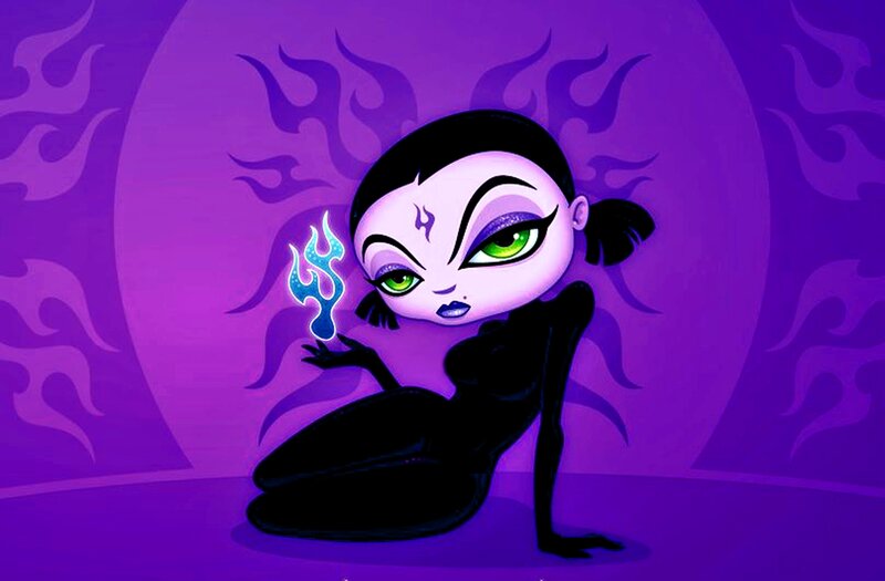 Cartoon Woman with Green Eyes