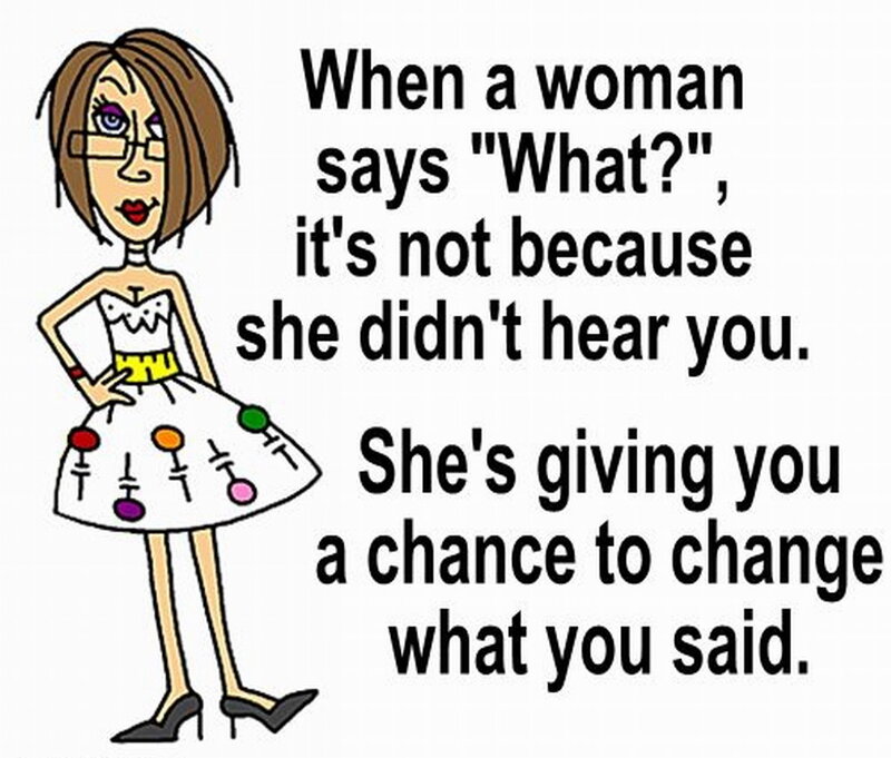 Cartoon Woman with Text — White