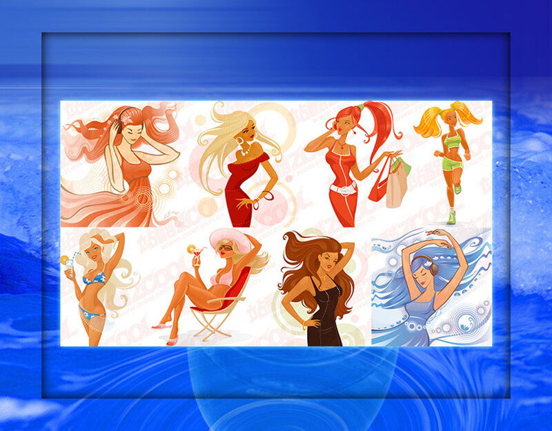 Cartoon Women in Various Outfits