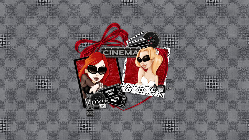 Cartoon Women with Movie Items