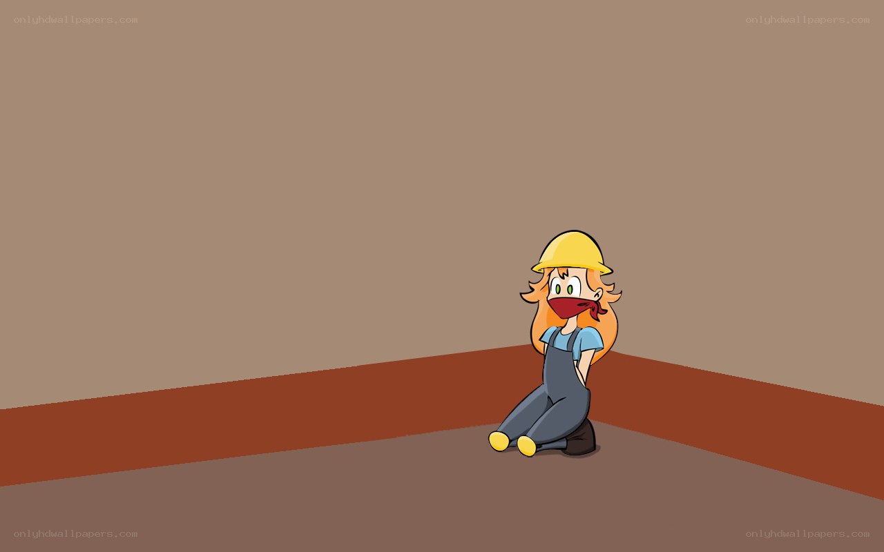 cartoon worker in corner