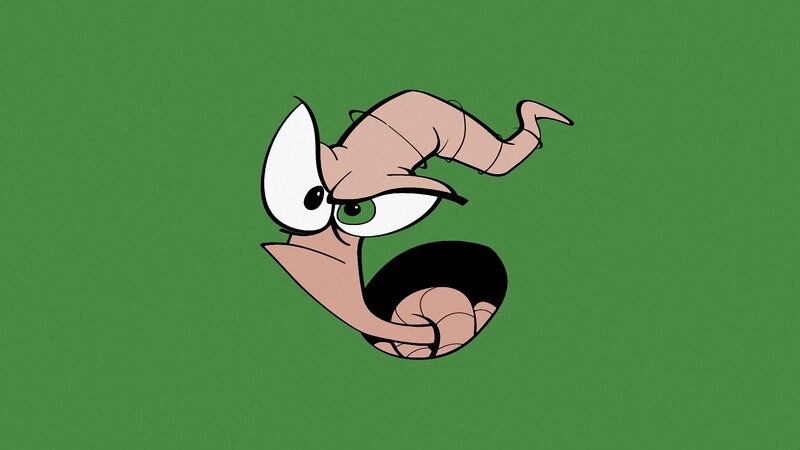Cartoon Worm Character — Green