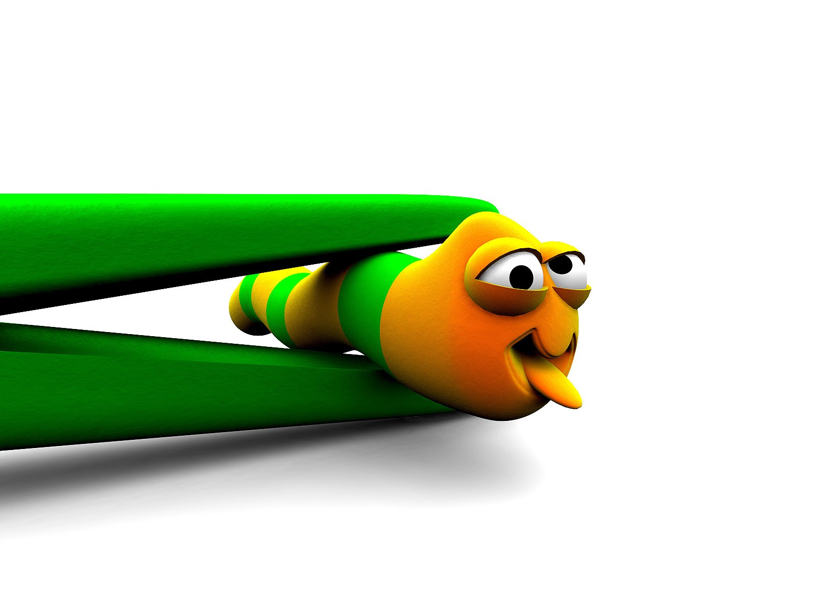 cartoon worm in green tube