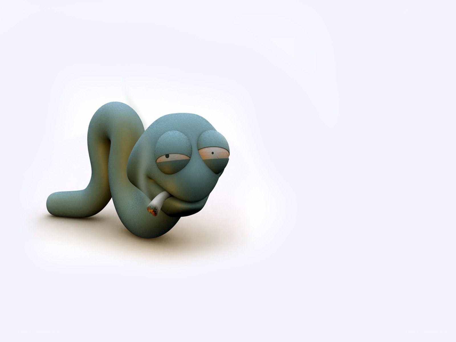 cartoon worm smoking cigarette