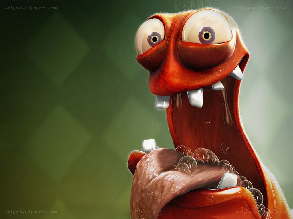 cartoon worm with big eyes
