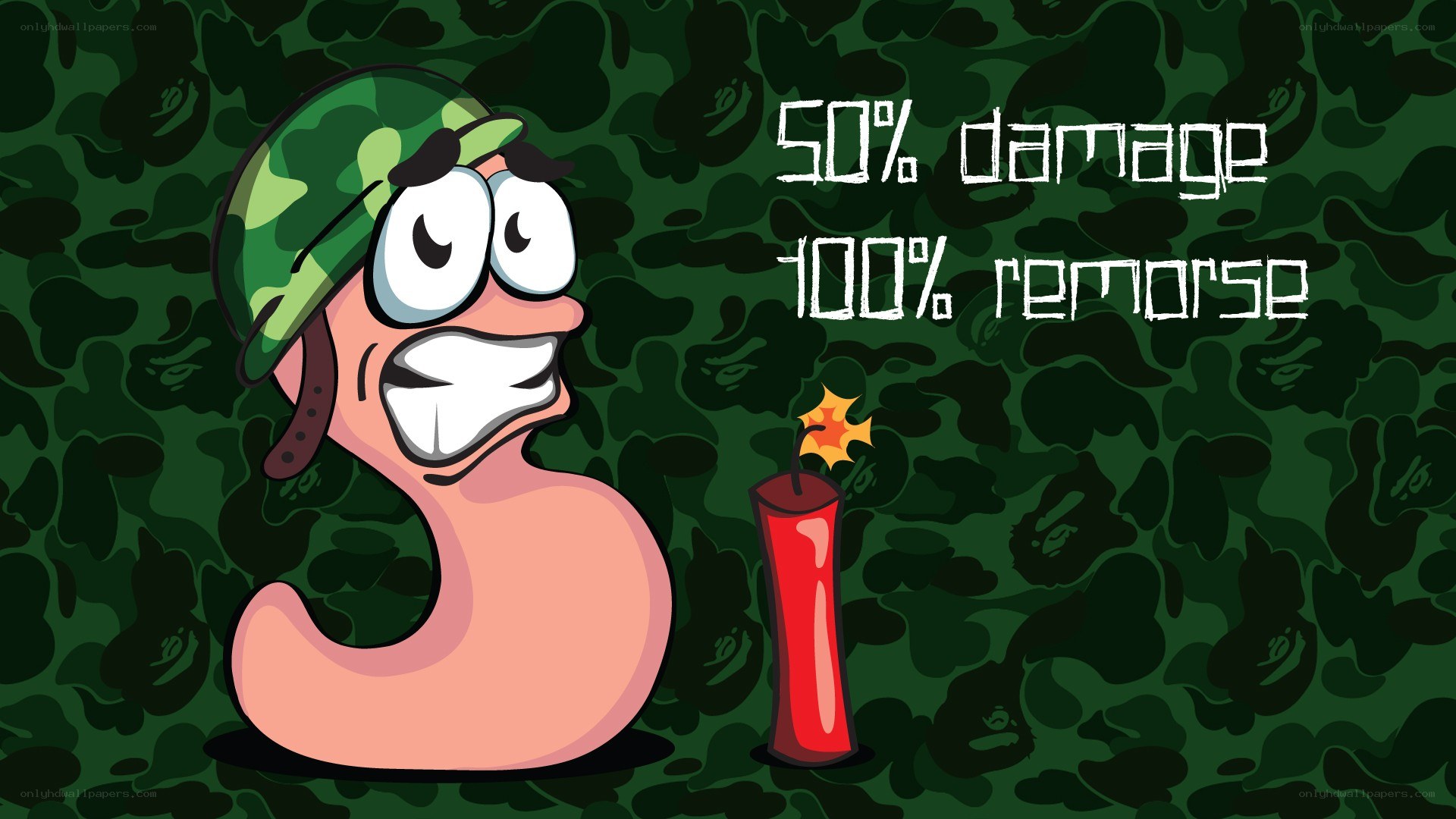 cartoon worm with bomb