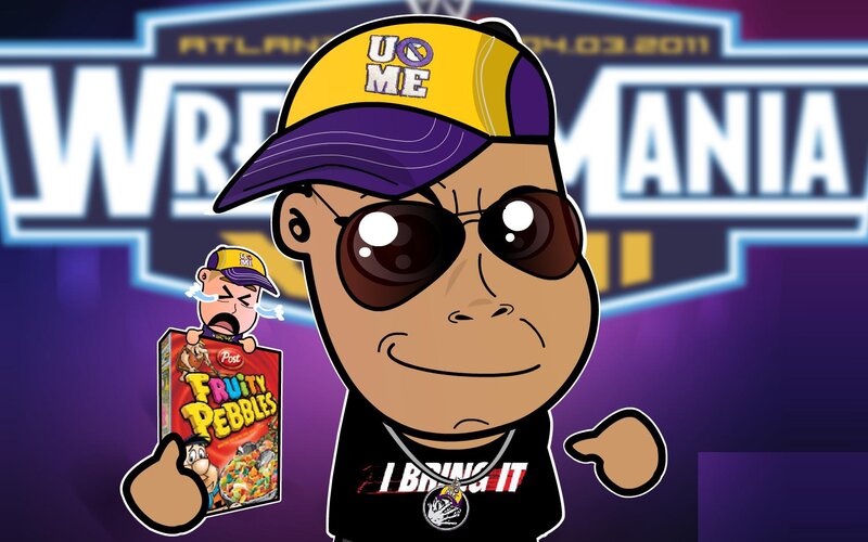 Cartoon Wrestler with Cereal