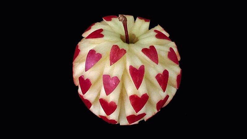 Carved Apple with Hearts