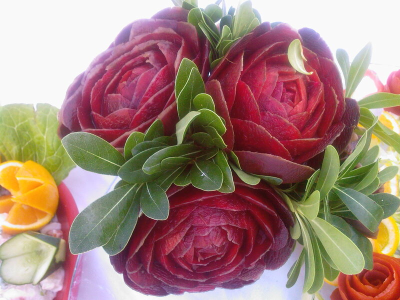 Carved Beet Roses