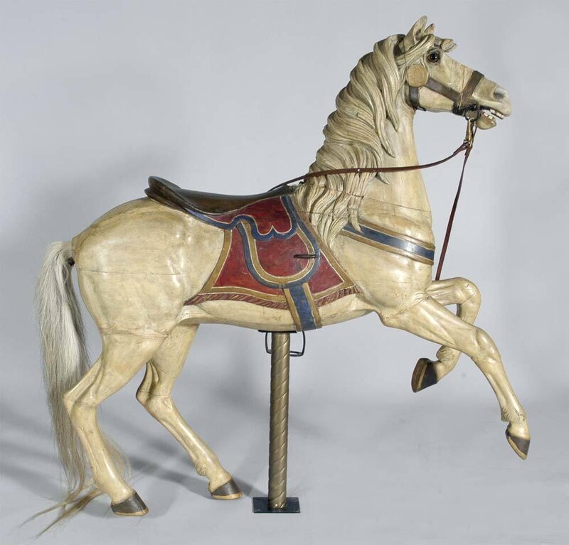 Carved carousel horse figure